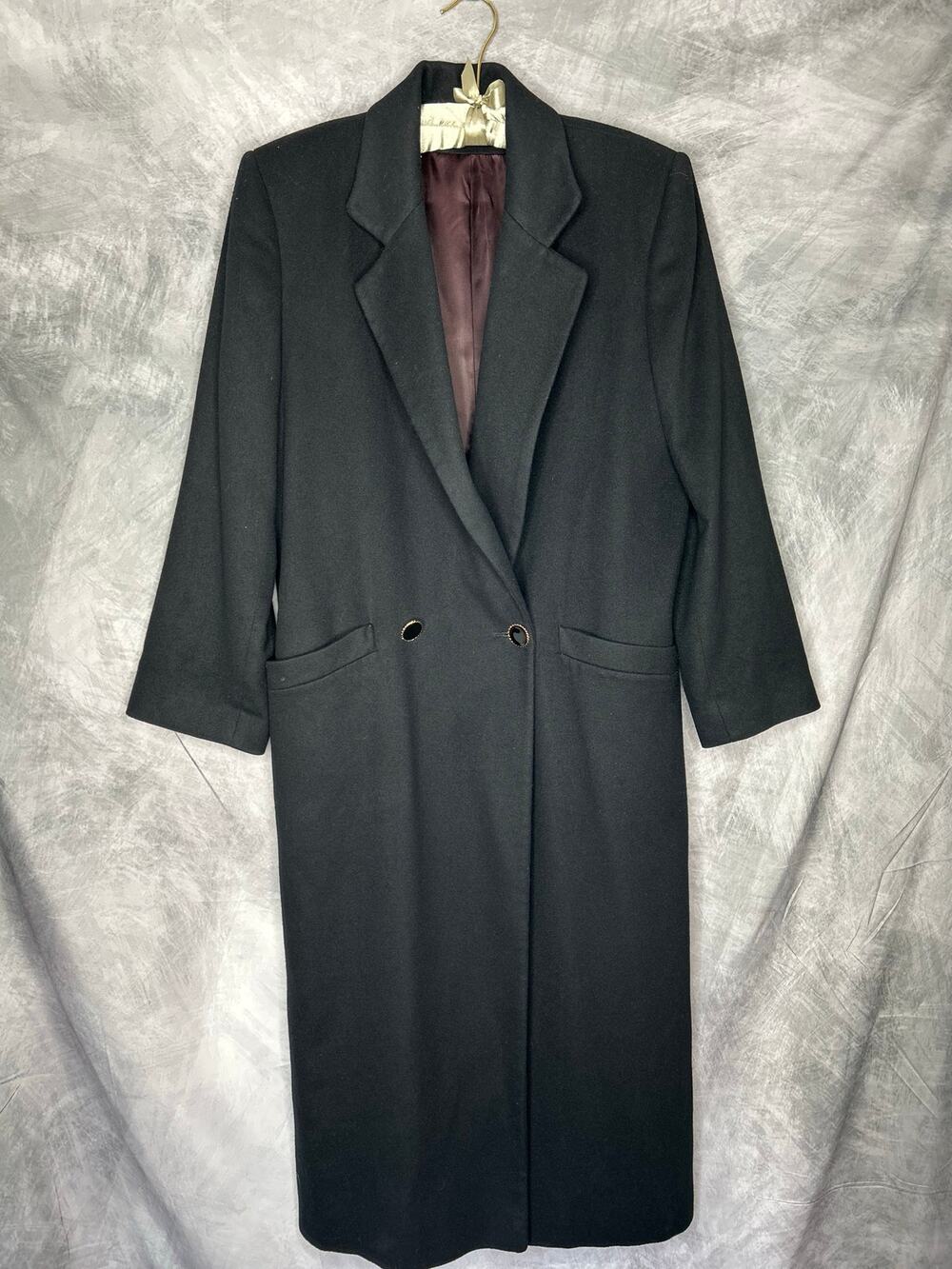 Vintage Long Women Coat Medium Made in USA No Tag Oversized Fit  Black Lined